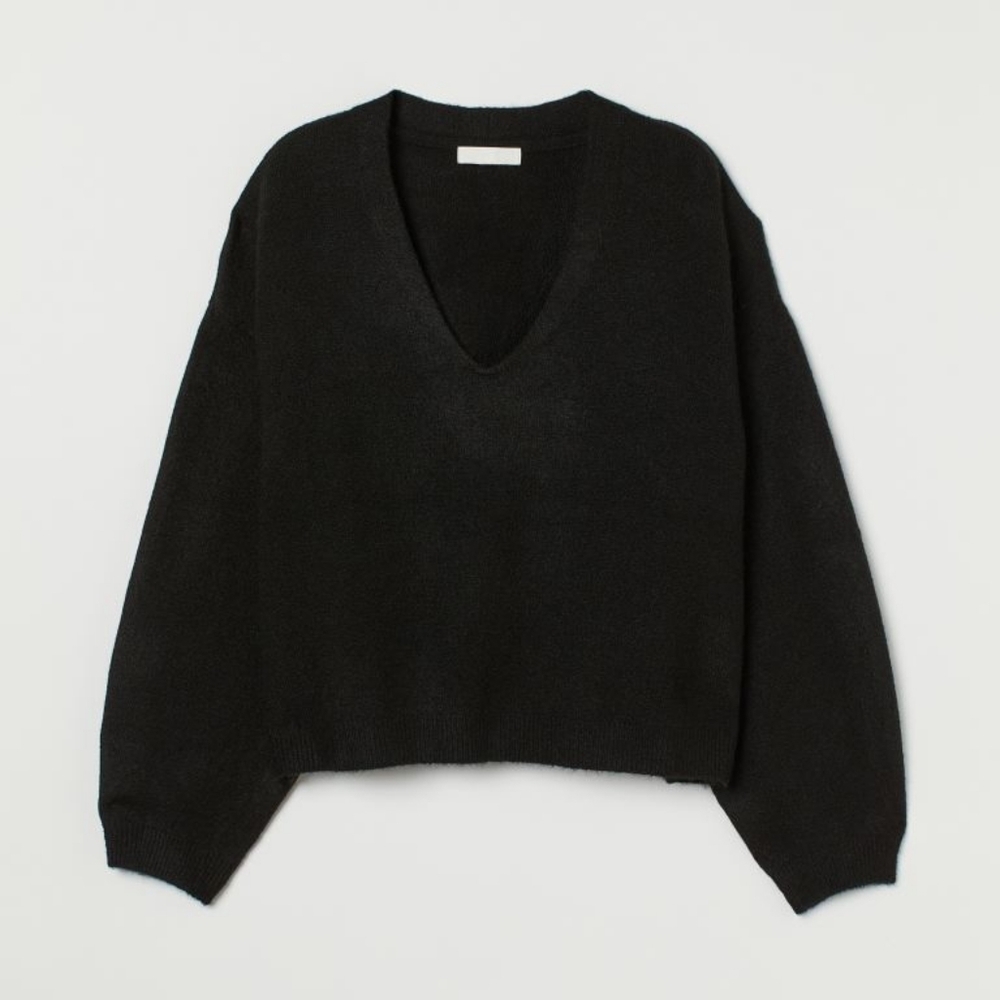 🍁NWT H&M Fine Knit Black Oversized Cosy Sweater